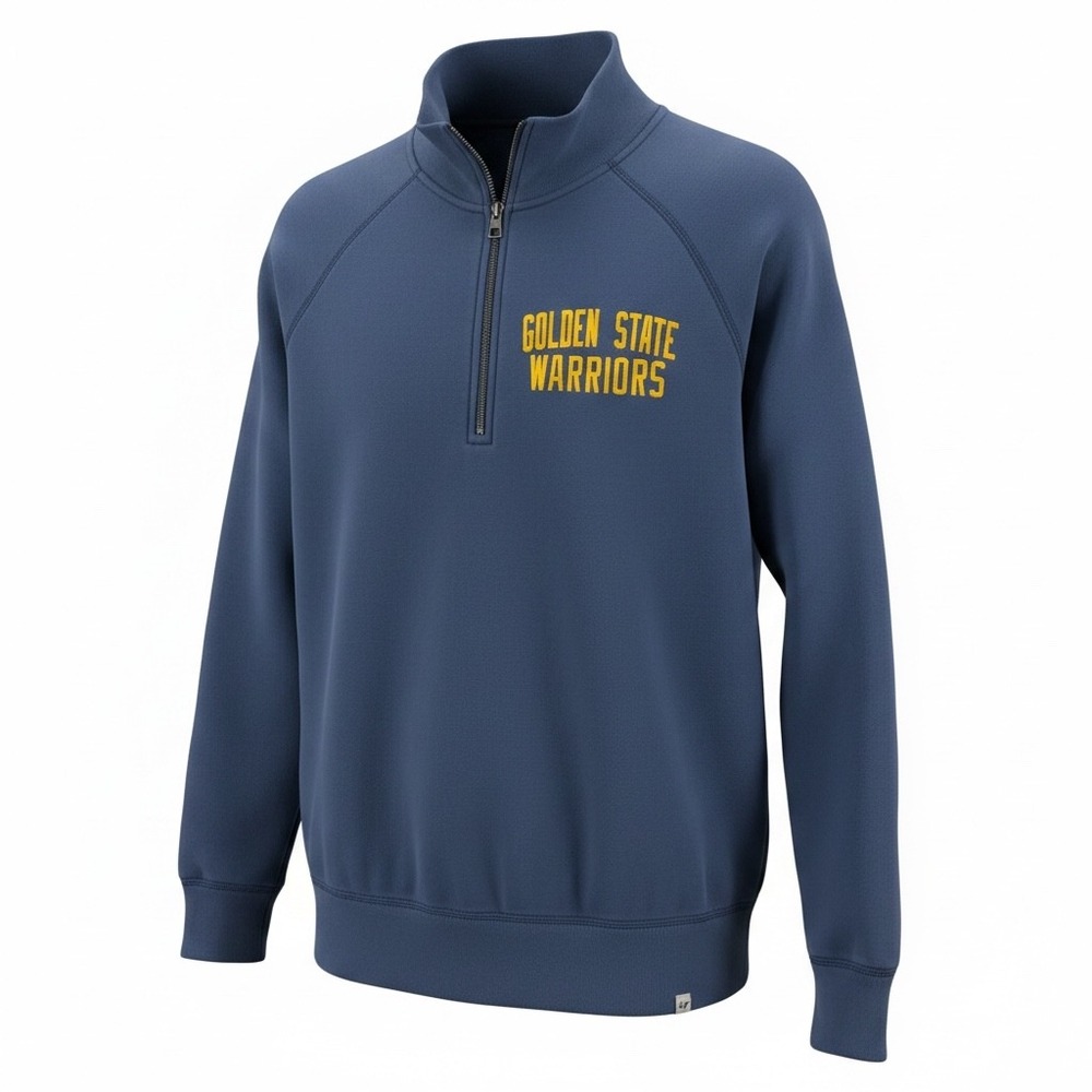 47 Brand Golden State Warriors Quarter Zip Pullover Mens Large Blue Sweatshirt‎
